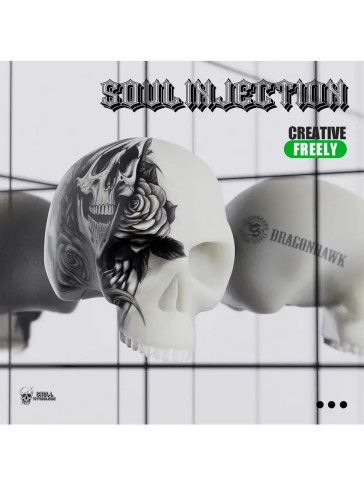 Силиконовый череп DragonHawk WS229 для практики тату, 100 × 70 × 88 мм